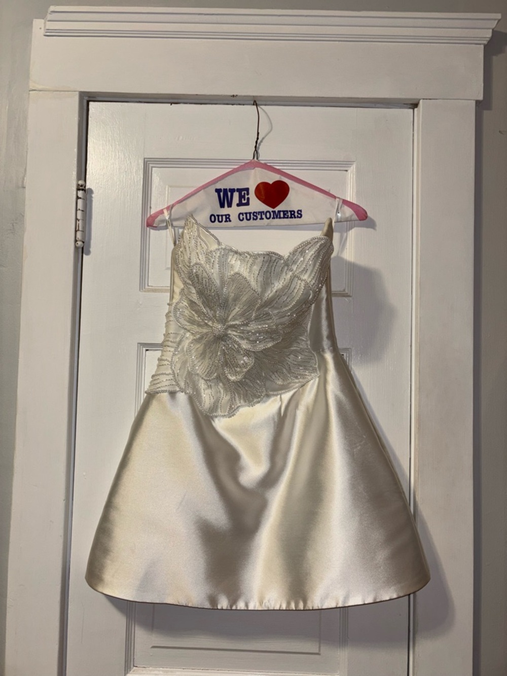 Watters Brie Strapless Embellished Pearl Floral A-Line Mini Dress - Picture 2 of 7